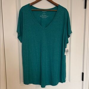 Torrid Teal Short Sleeve V-Neck Top